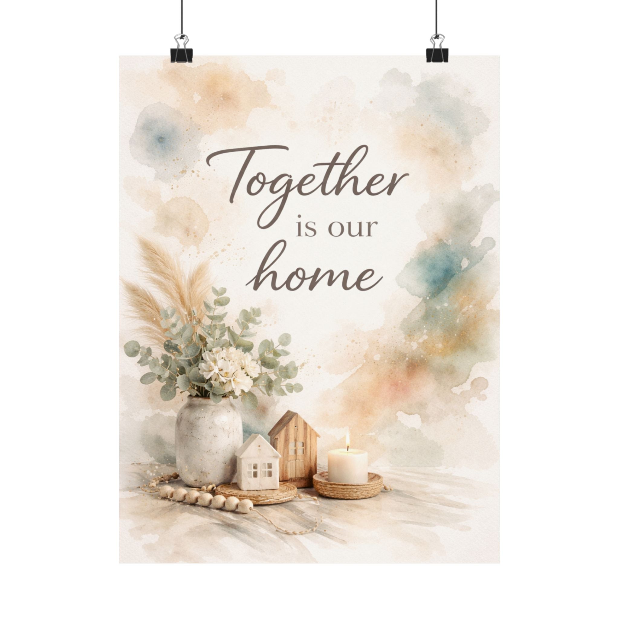 Together Is Our Home Watercolor Matte Poster — Farmhouse Wall Art