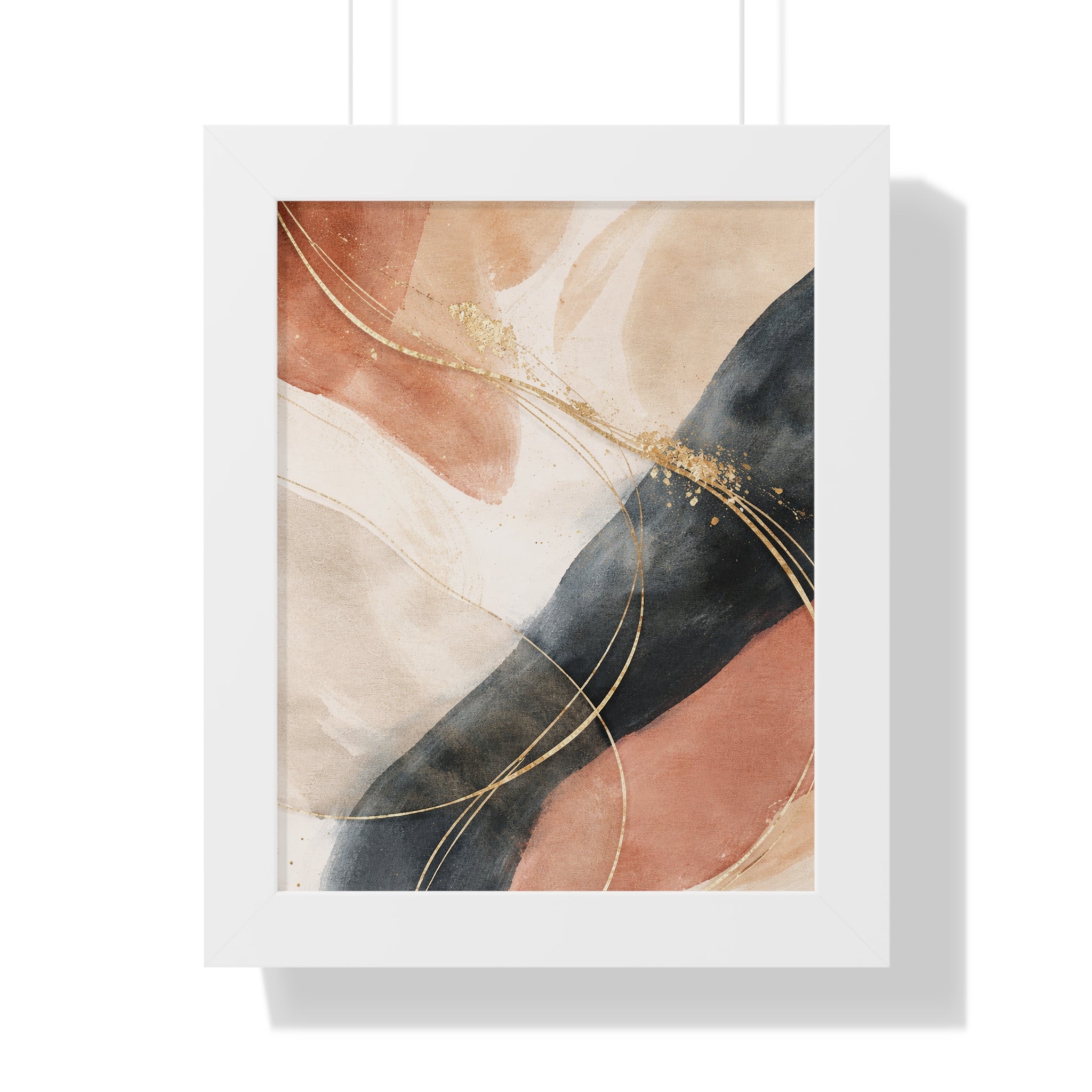 Modern Abstract Earth Tone Wall Art Poster with Gold Accents