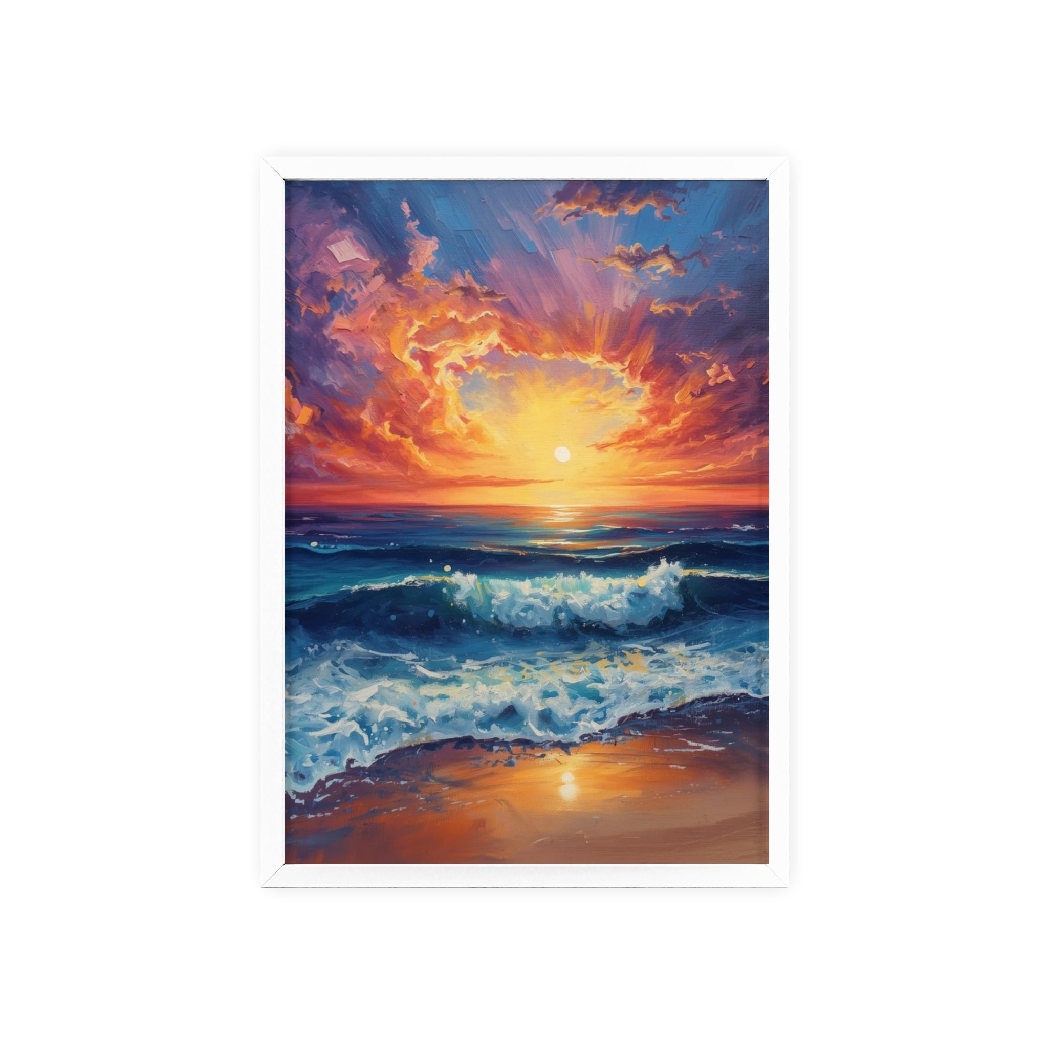 Sunset Ocean Vibrant Seascape Framed Poster