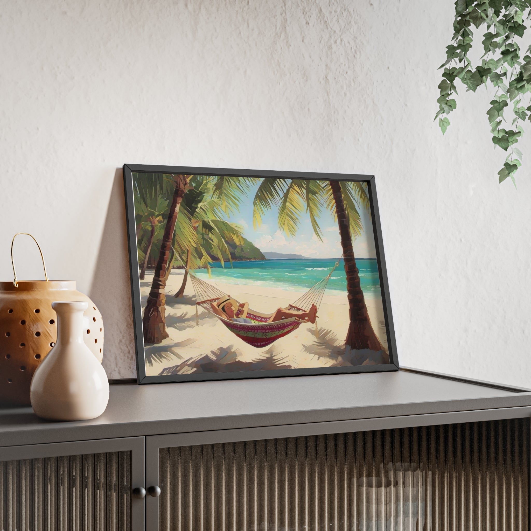 Tropical Beach Hammock Framed Poster