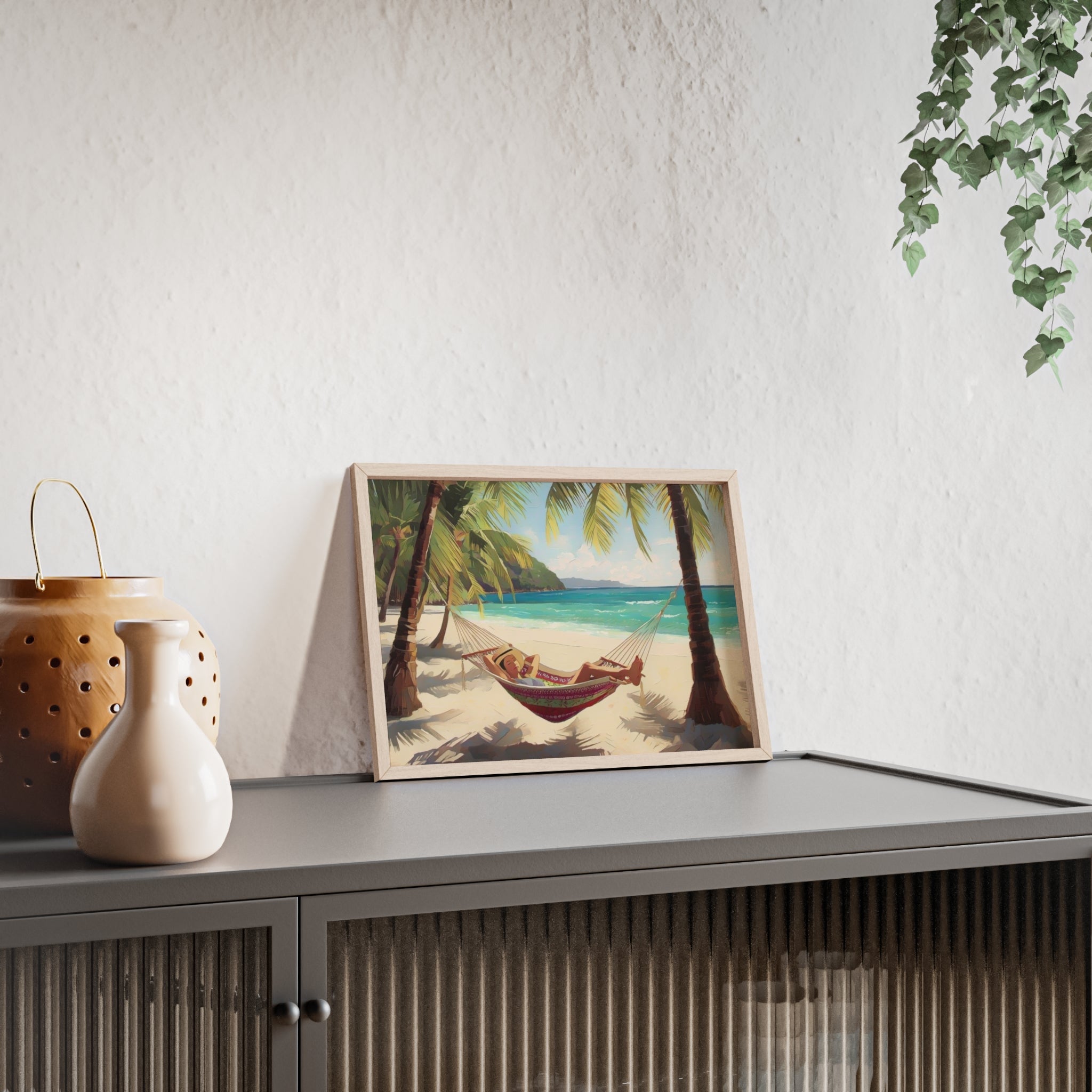 Tropical Beach Hammock Framed Poster