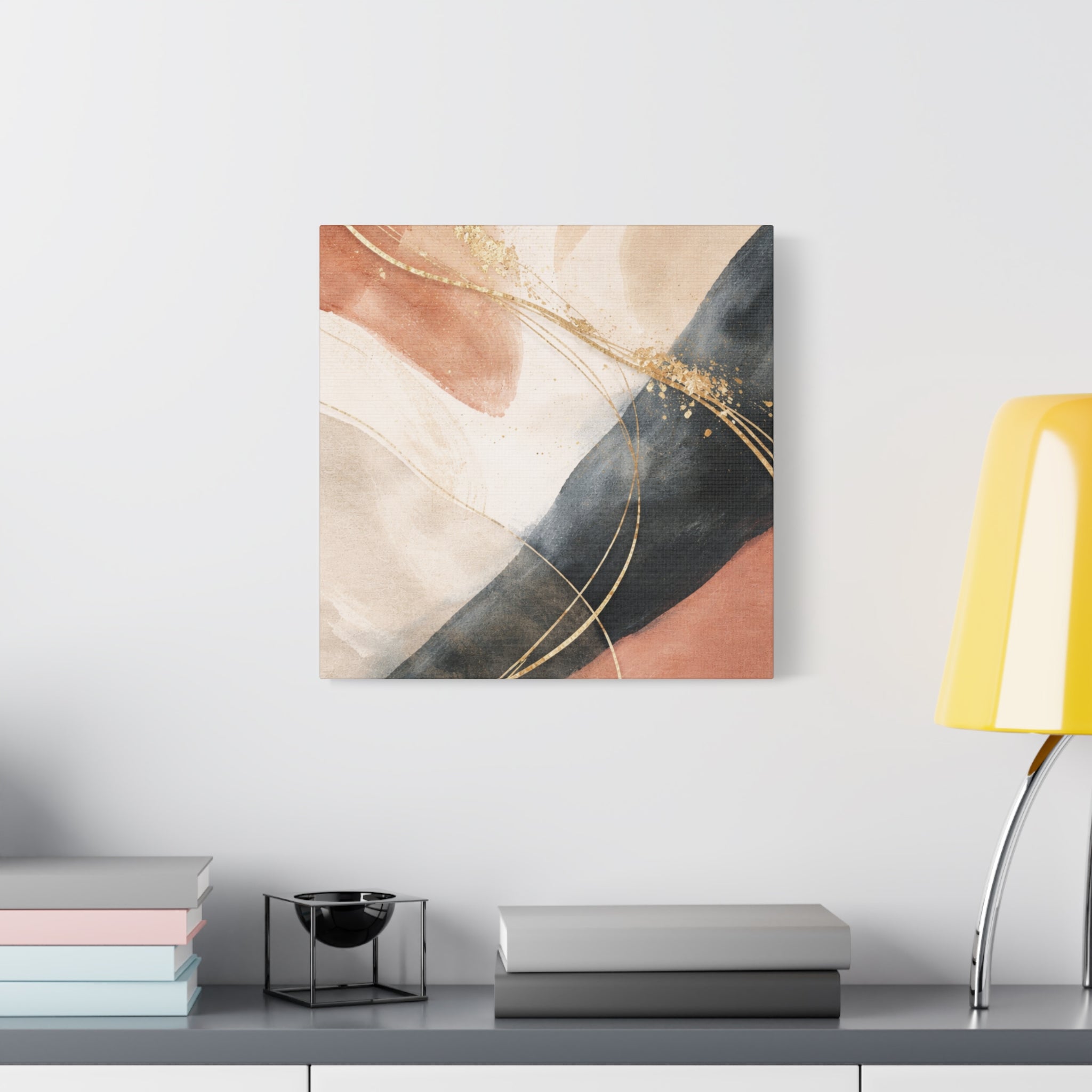 Abstract Blush & Gold Matte Canvas Print