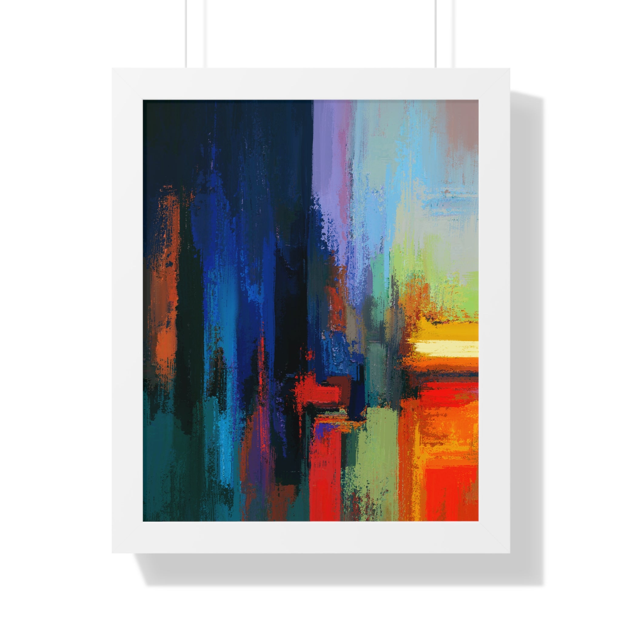 Abstract Colorful Cityscape Framed Vertical Poster