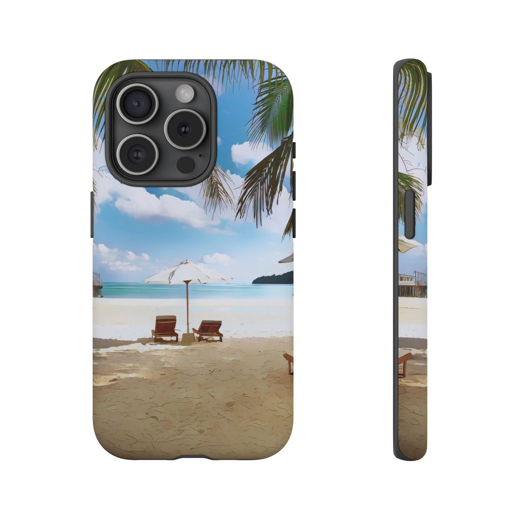 Beach Paradise Tropical Palm Beach Scene Tough Phone Case