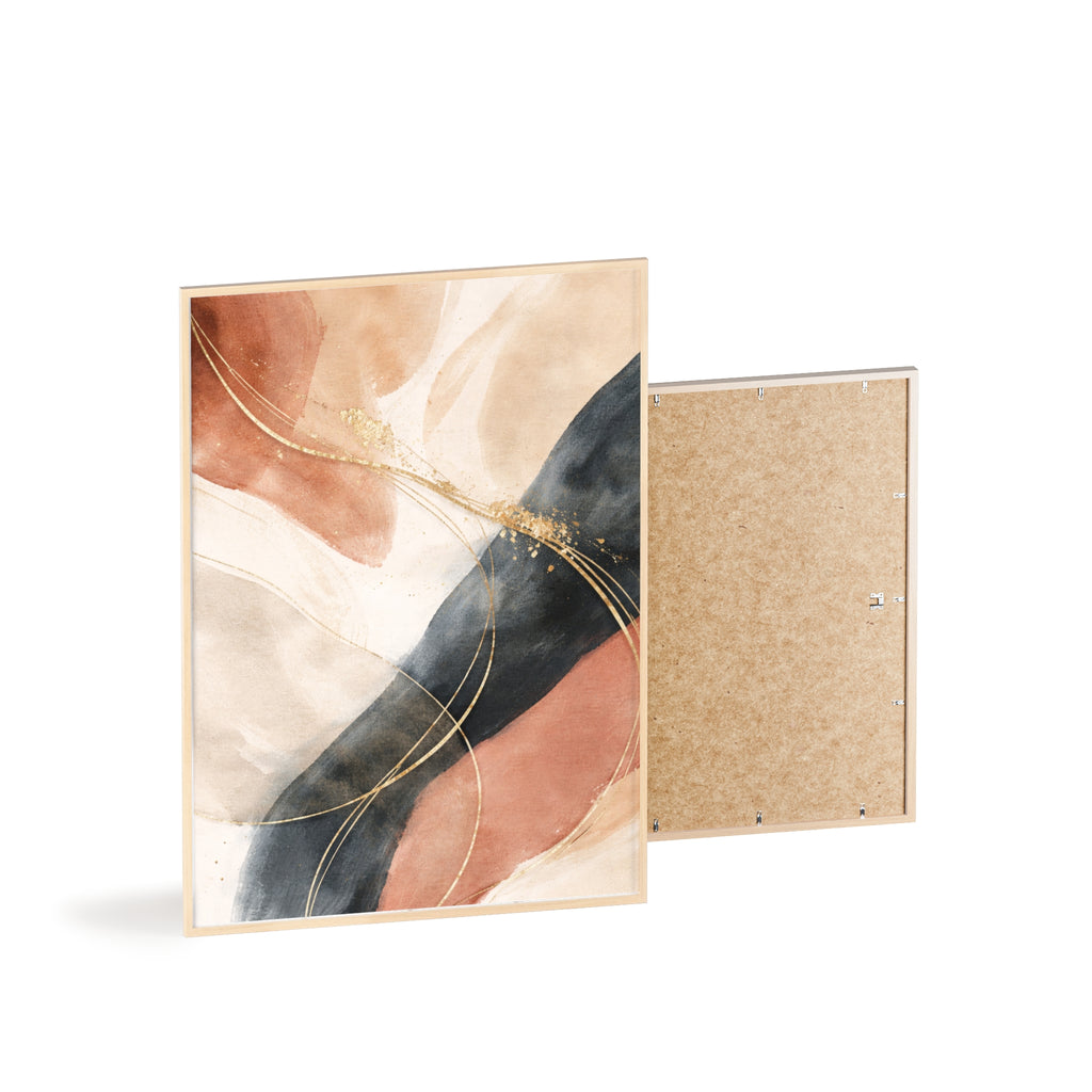 Abstract Gold Arc Framed Poster Modern Watercolor Wall Art