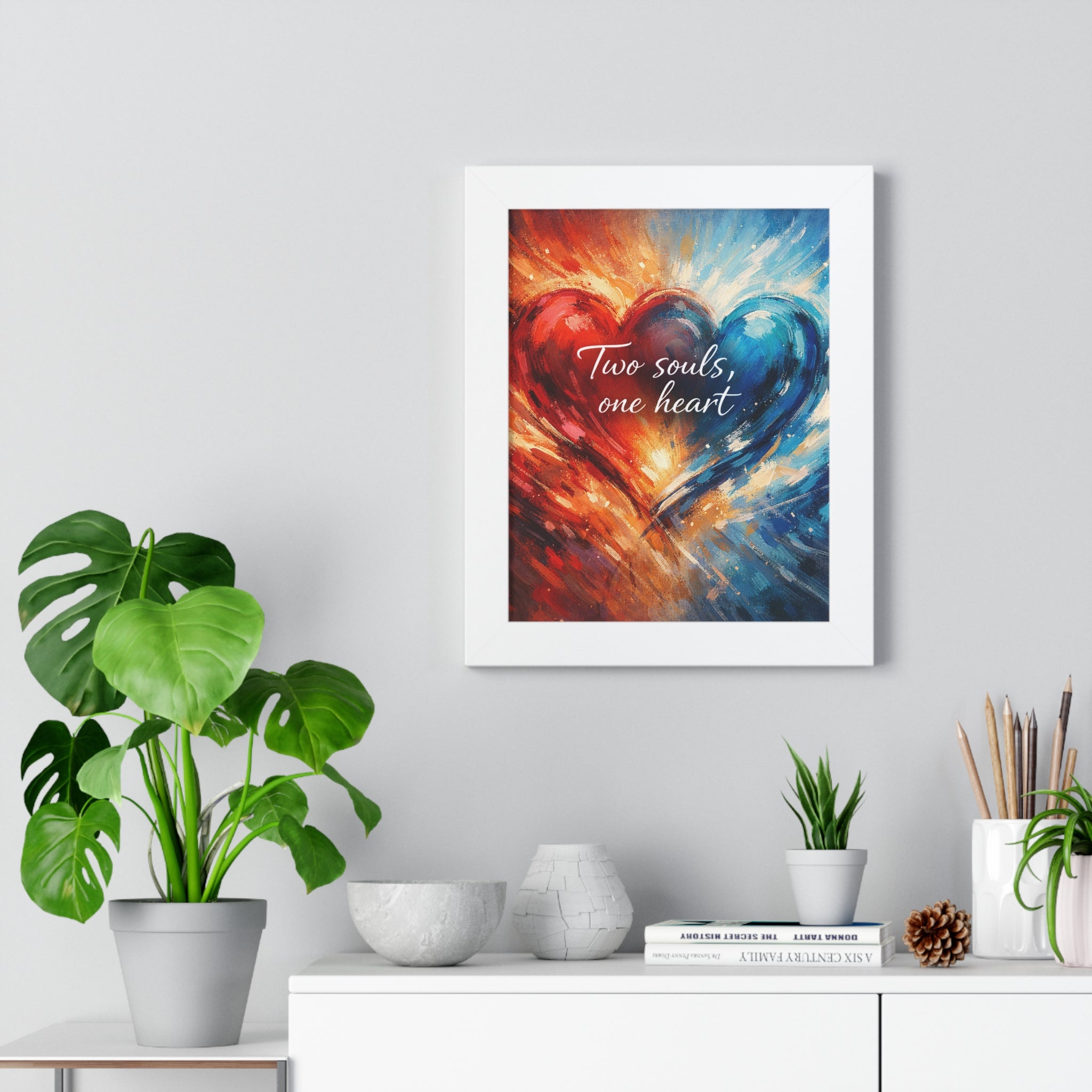 Two Souls One Heart Romantic Art Framed Poster