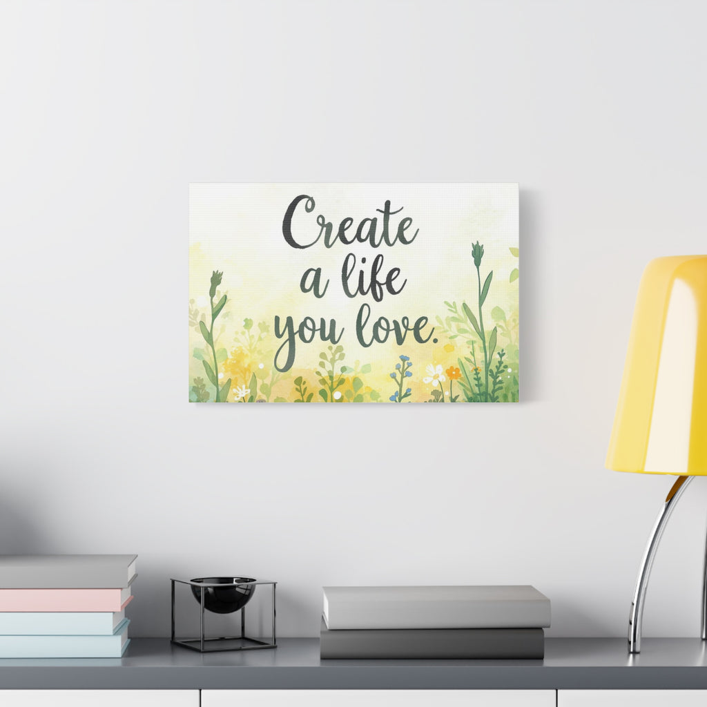Create a Life You Love Inspirational Floral Matte Canvas Wall Art