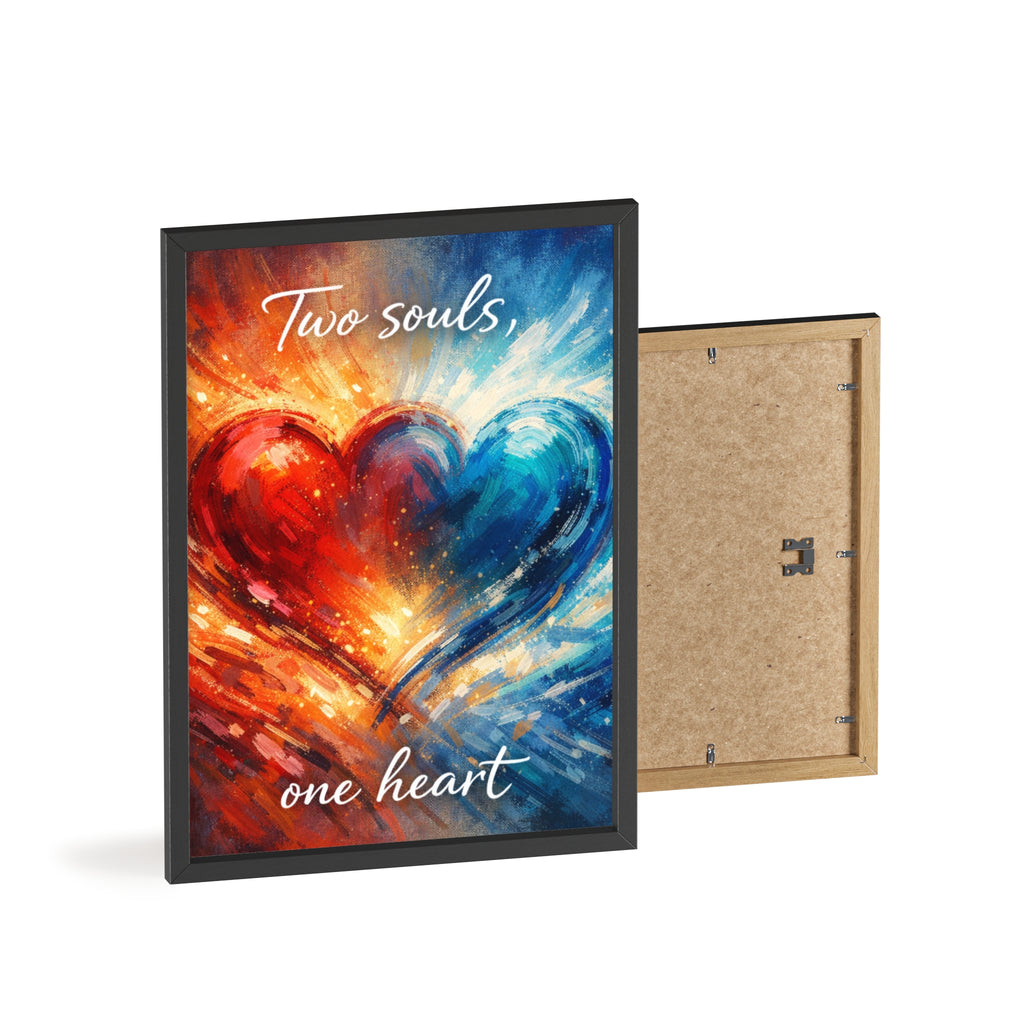 Two Souls One Heart Framed Poster — Romantic Heart Wall Art
