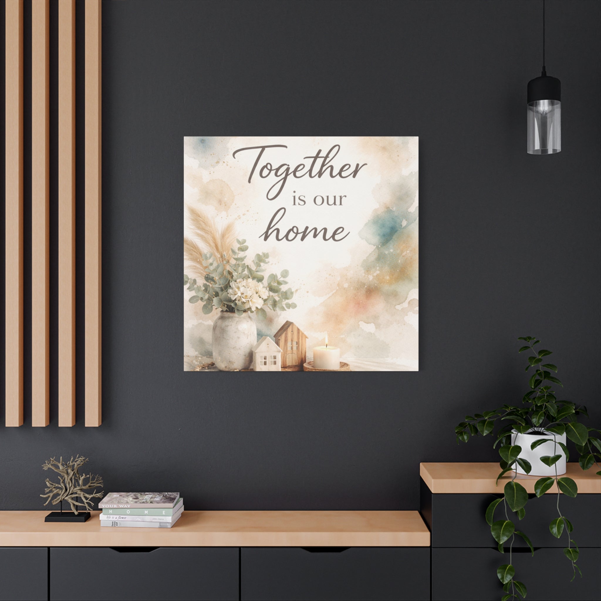 Together Is Our Home Floral Inspirational Decor Canvas Wall Art