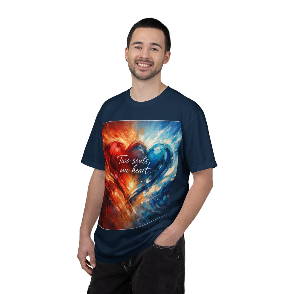 Two Souls One Heart Fiery and Ocean Heart Art T-Shirt