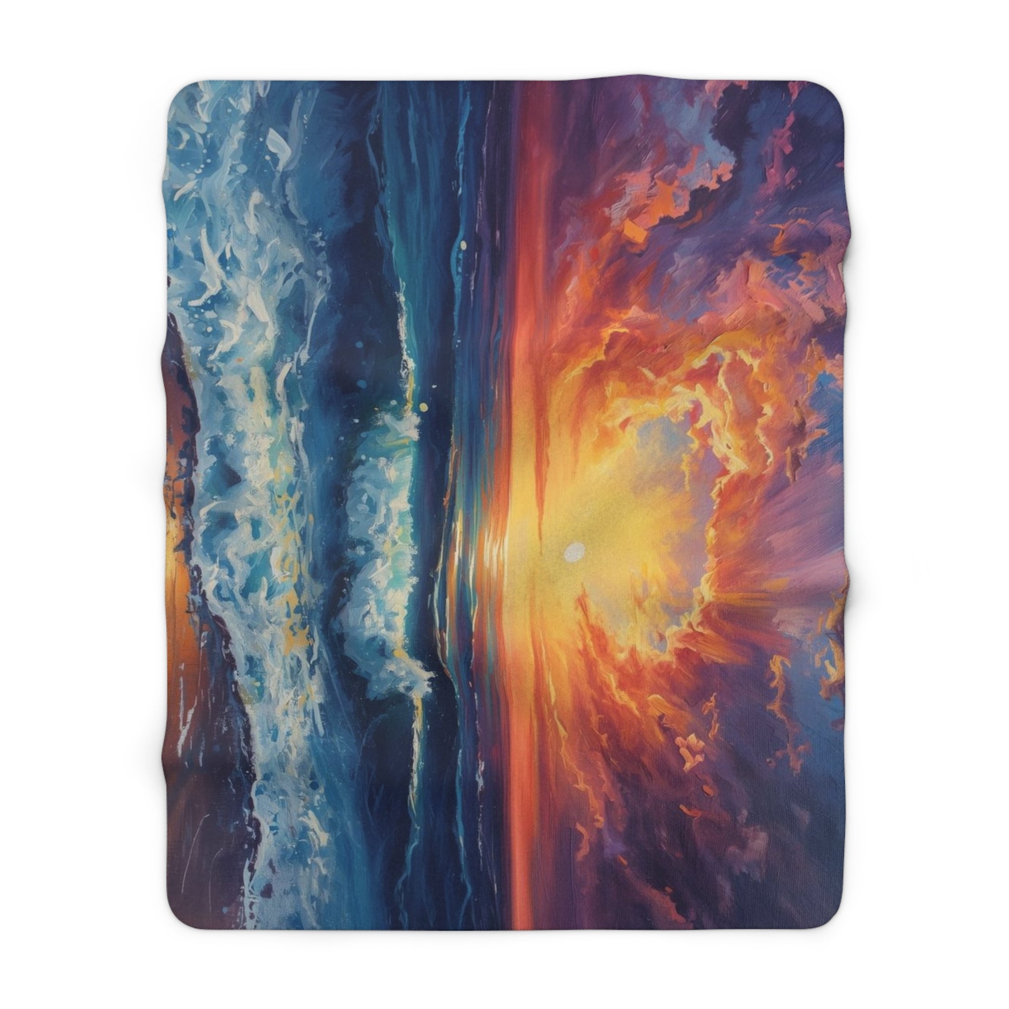 Sunset Ocean Cozy Nautical Sherpa Fleece Throw Blanket