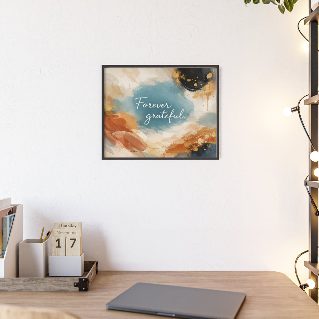 Forever Grateful Framed Poster Abstract Watercolor Wall Art