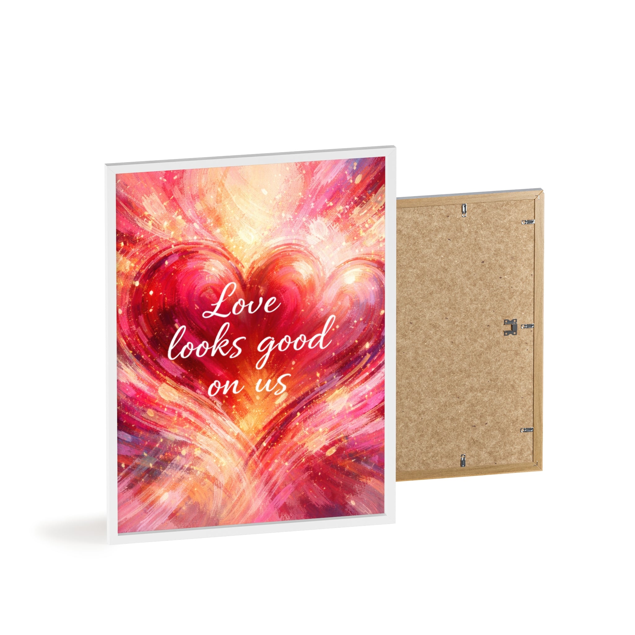Love Looks Good on Us Romantic Wall Art Framed Heart Poster