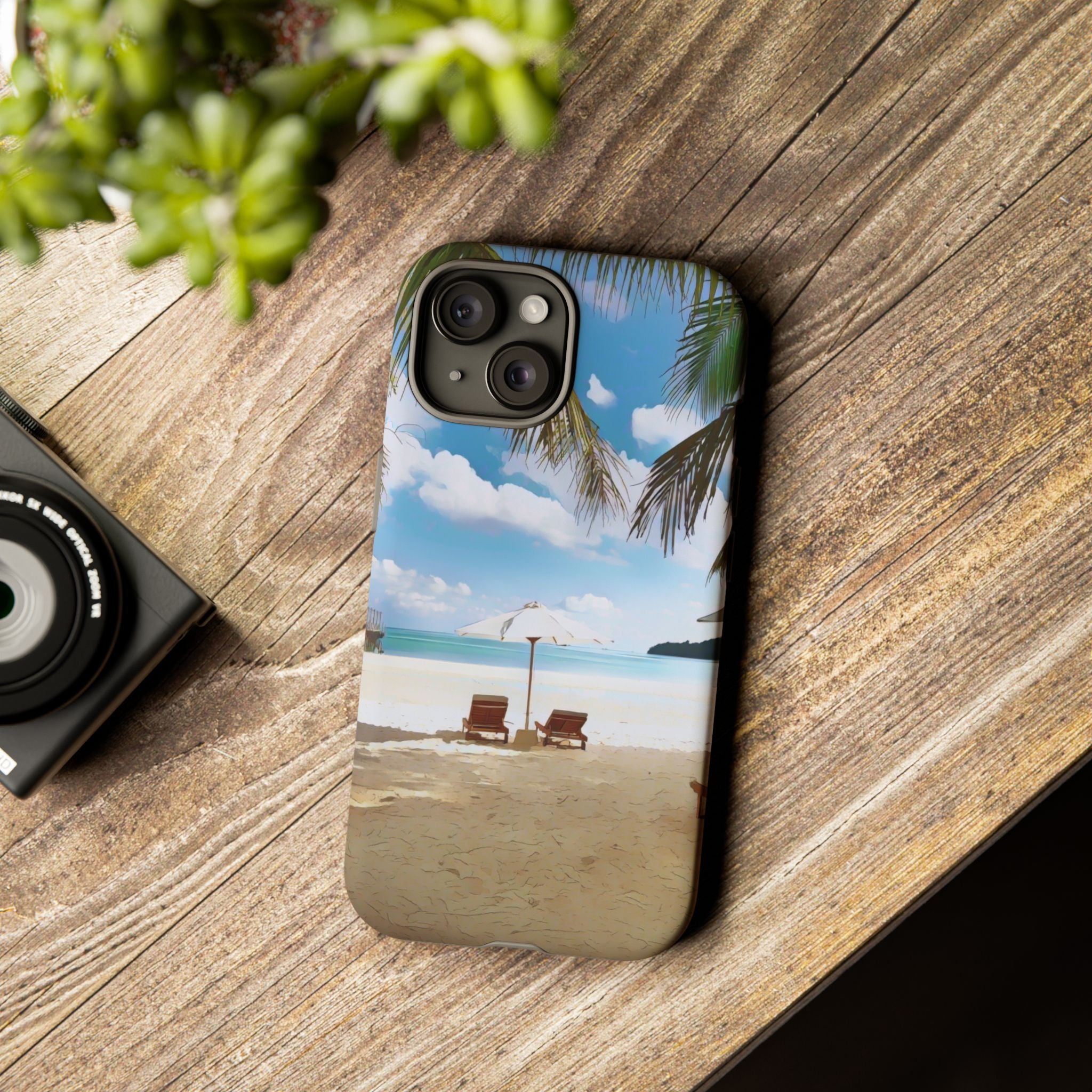 Beach Paradise Tropical Palm Beach Scene Tough Phone Case