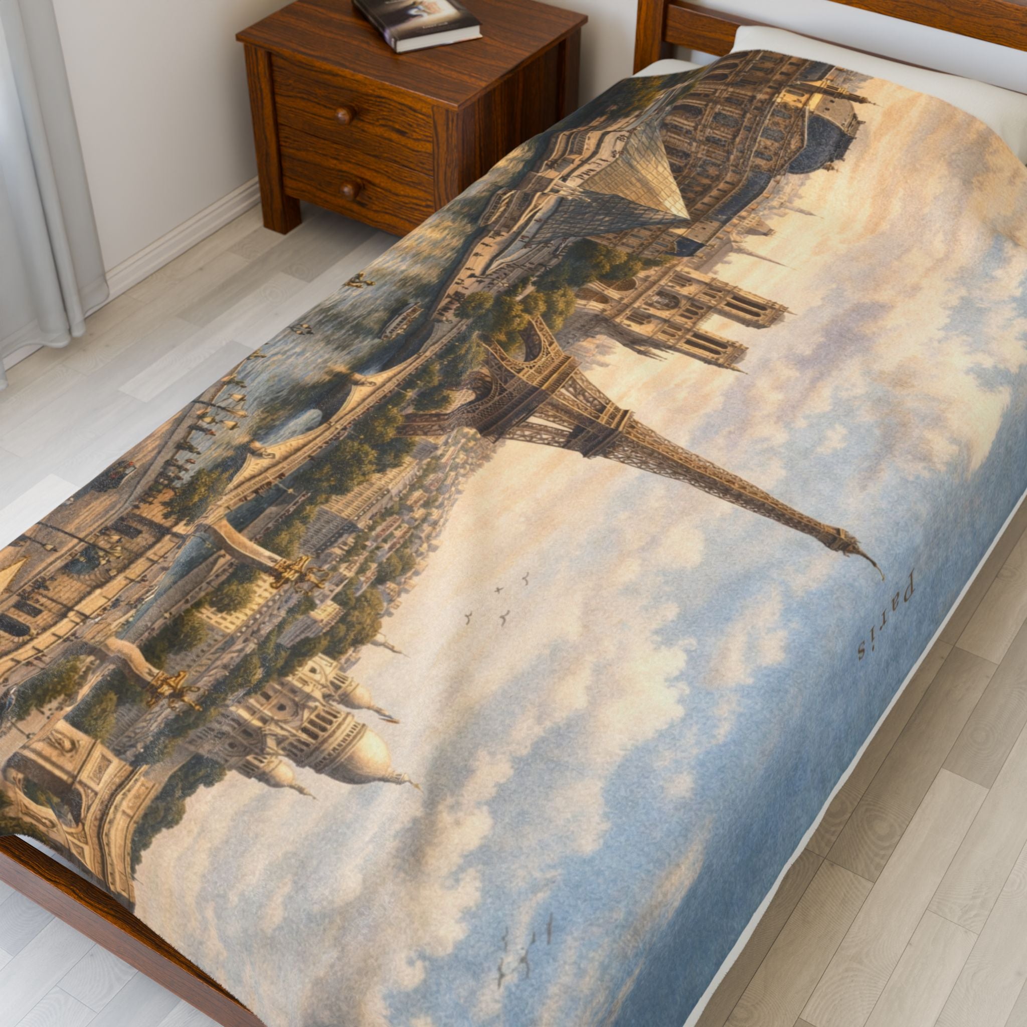 Paris Skyline Velveteen Plush Blanket