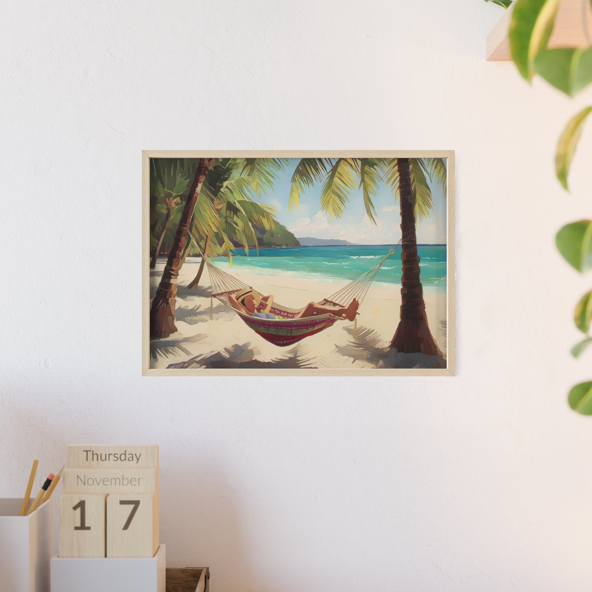 Tropical Beach Hammock Framed Poster
