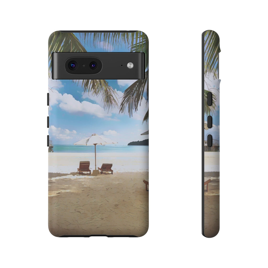 Beach Paradise Tropical Palm Beach Scene Tough Phone Case