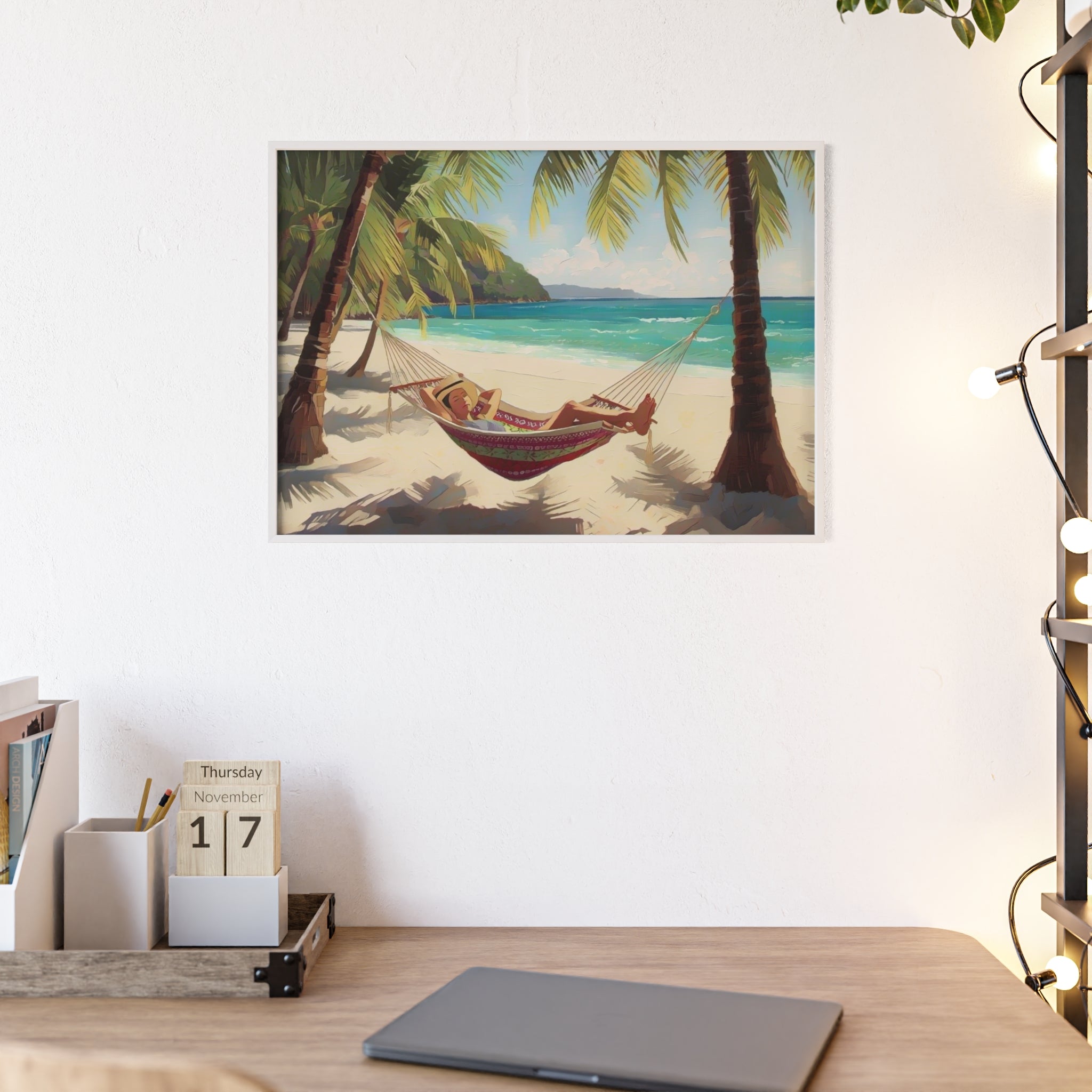 Tropical Beach Hammock Framed Poster