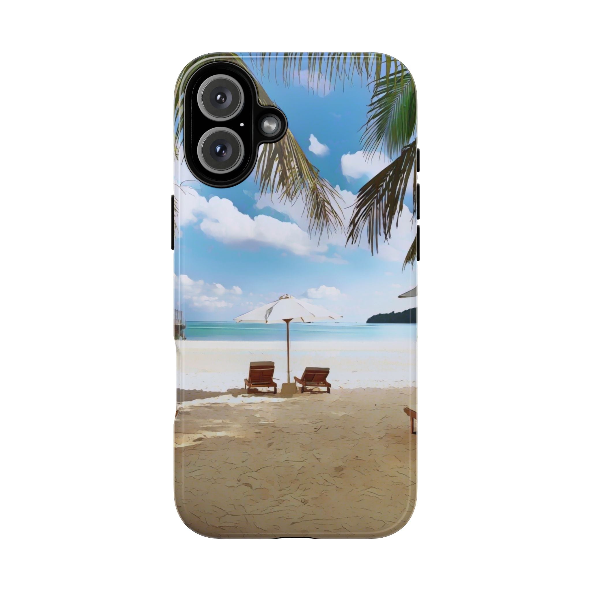 Beach Paradise Tropical Palm Beach Scene Tough Phone Case