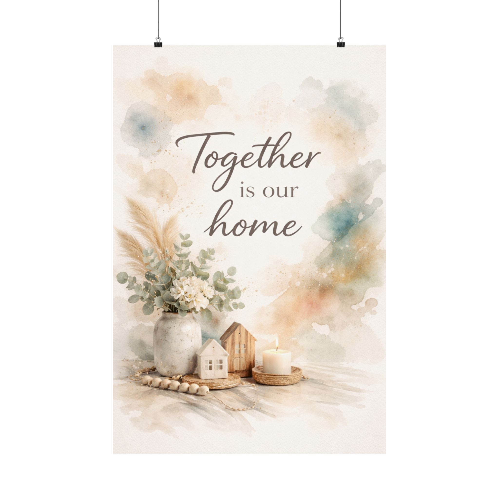 Together Is Our Home Watercolor Matte Poster — Farmhouse Wall Art