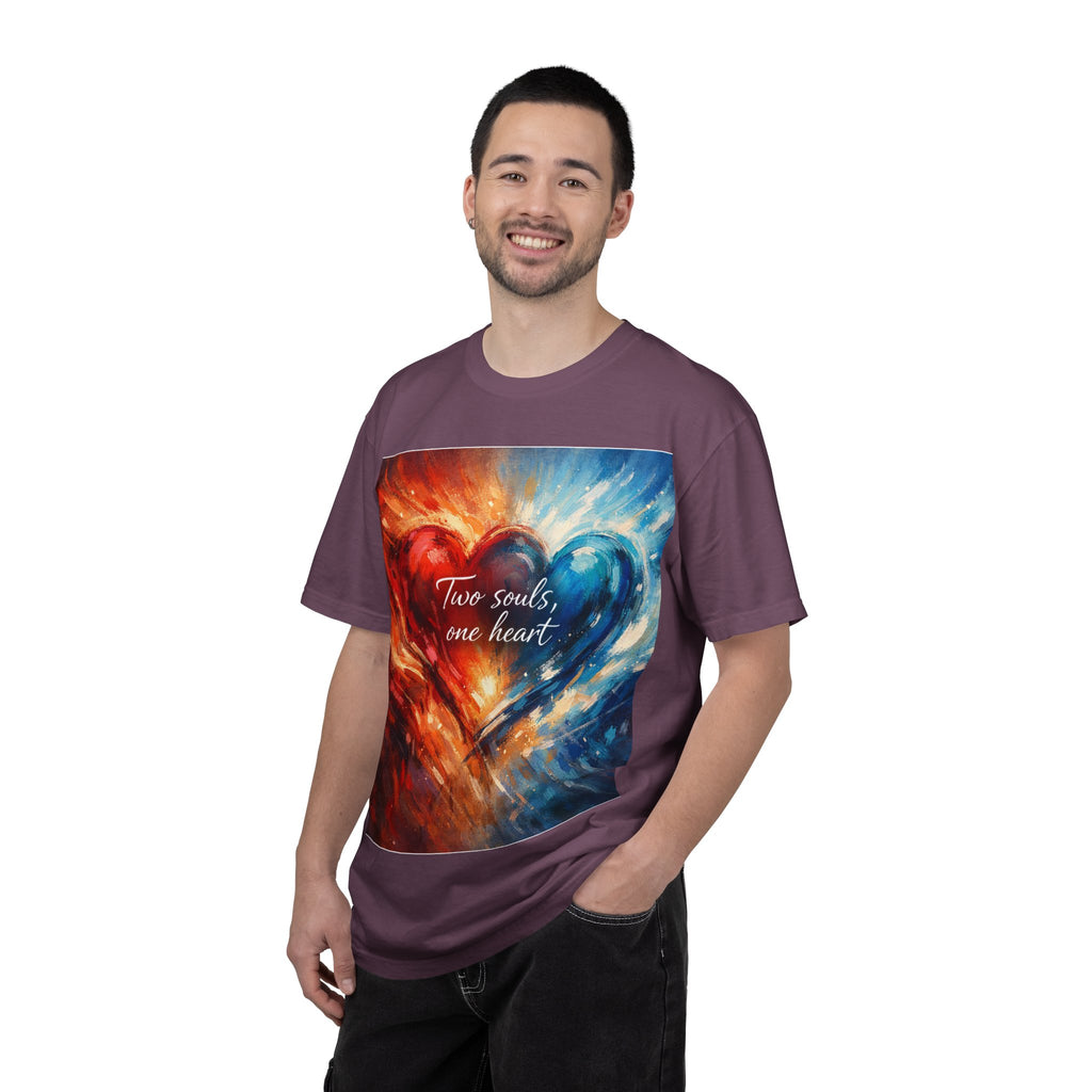 Two Souls One Heart Fiery and Ocean Heart Art T-Shirt