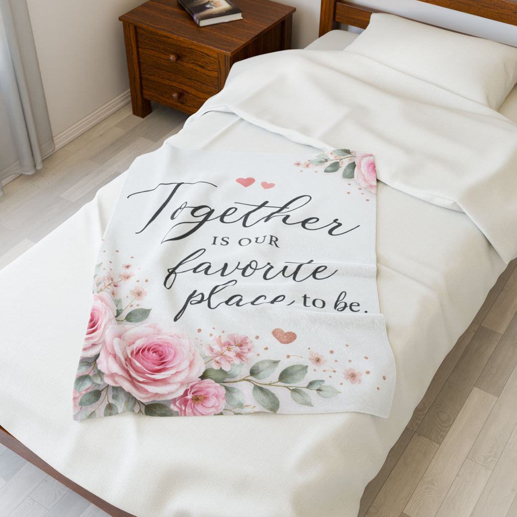Together Is Our Favorite Place To Be Velveteen Plush Blanket