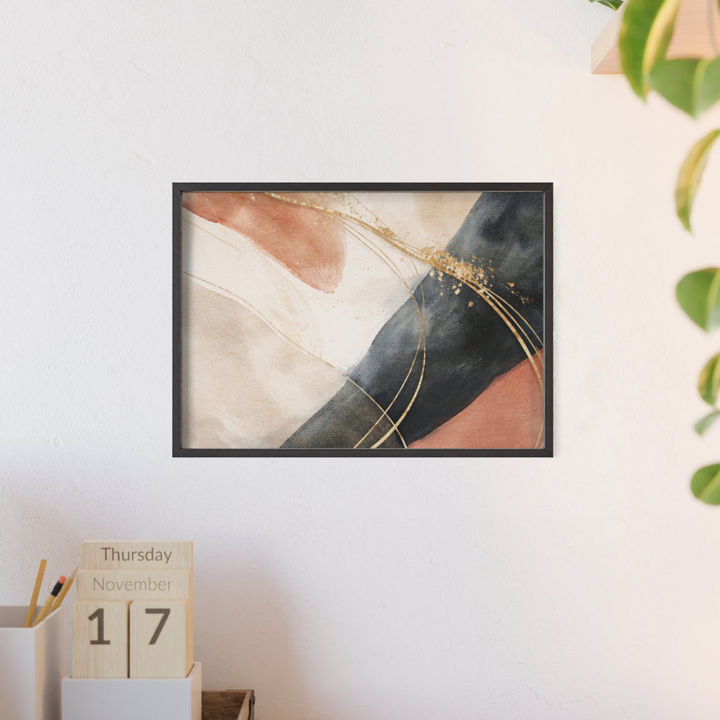 Abstract Gold Arc Framed Poster Modern Watercolor Wall Art