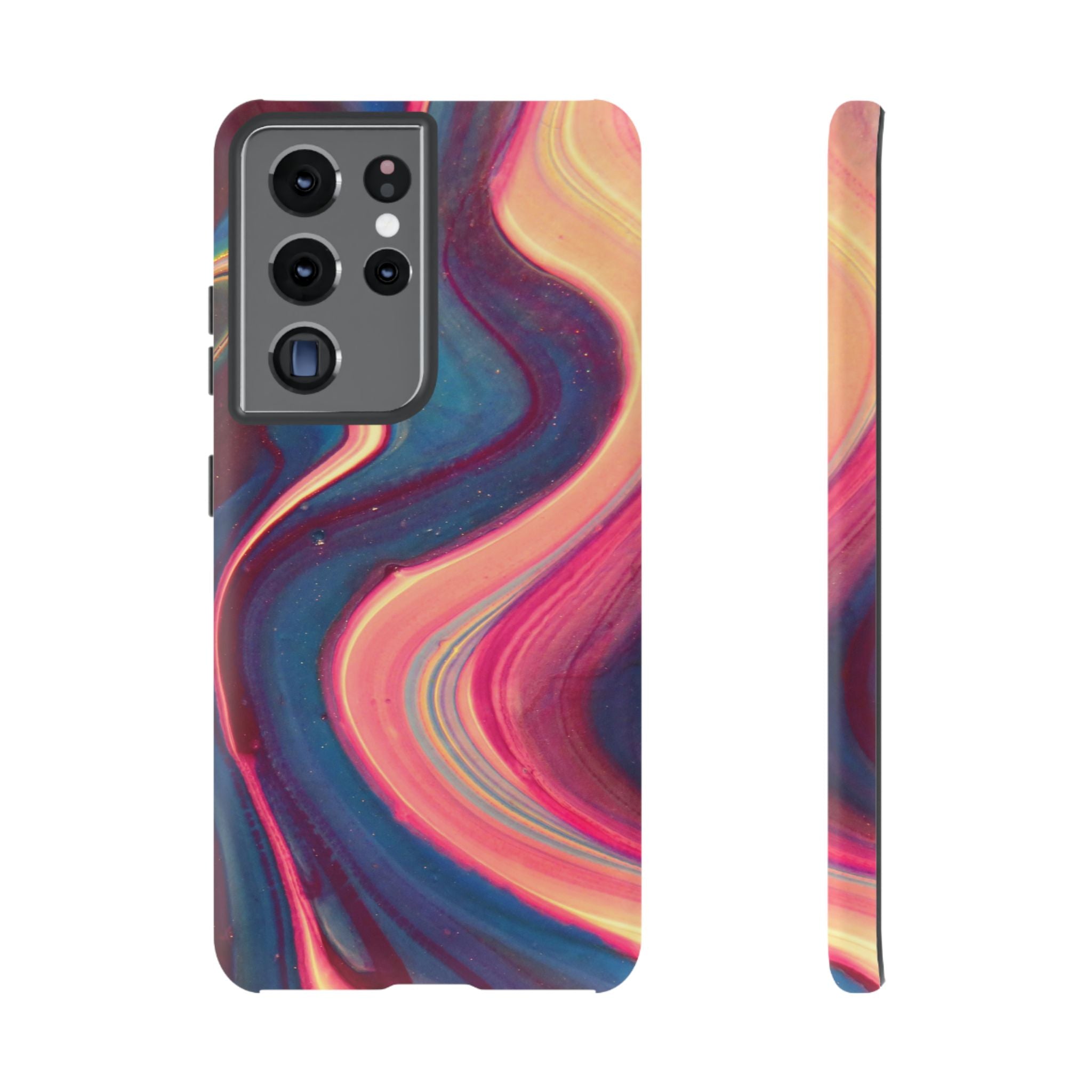 Colorful Wavy Marble Swirl Protective Phone Case