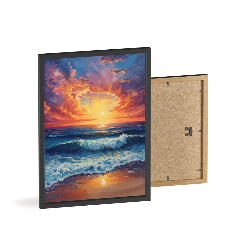 Sunset Ocean Vibrant Seascape Framed Poster