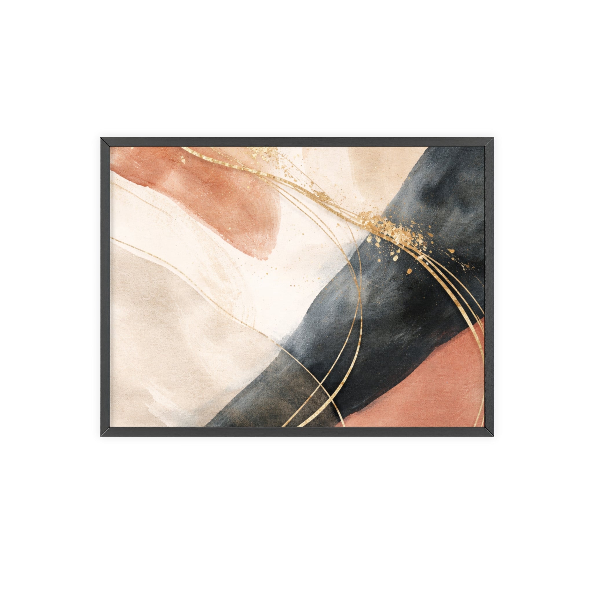 Abstract Gold Arc Framed Poster Modern Watercolor Wall Art