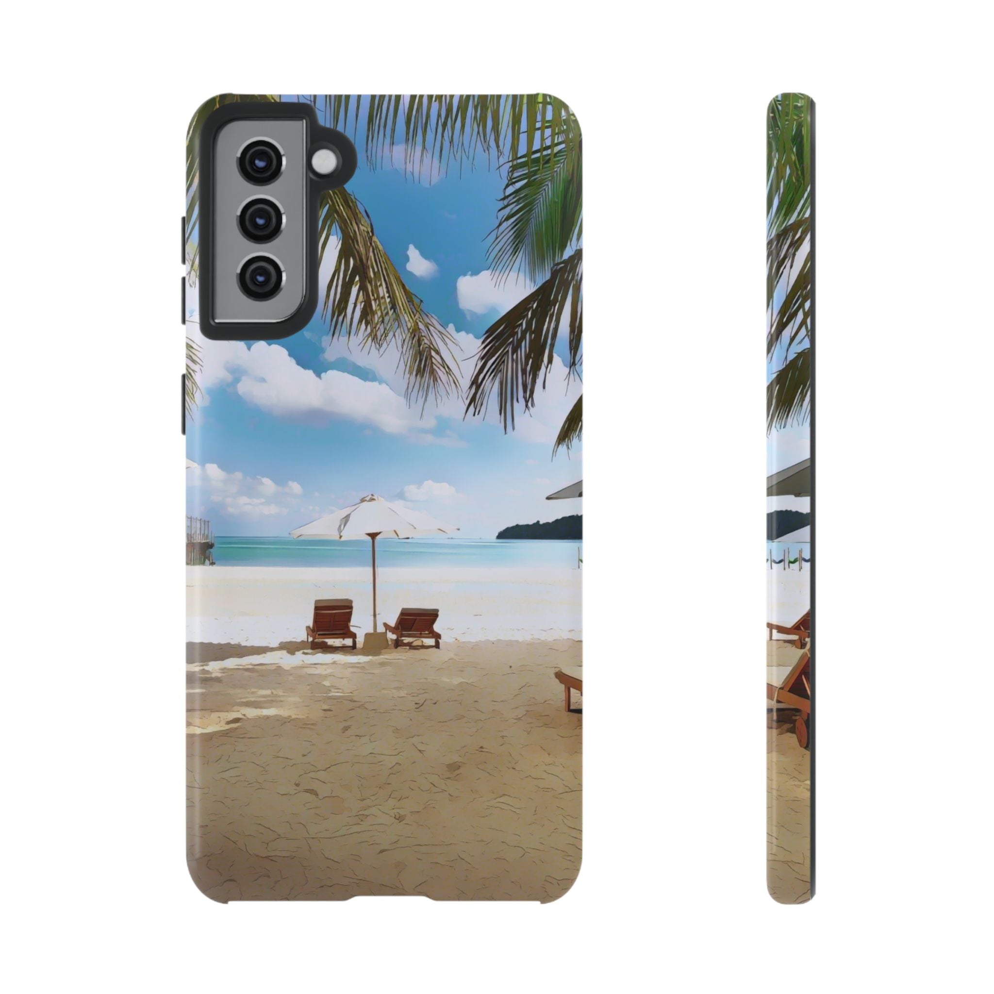 Beach Paradise Tropical Palm Beach Scene Tough Phone Case