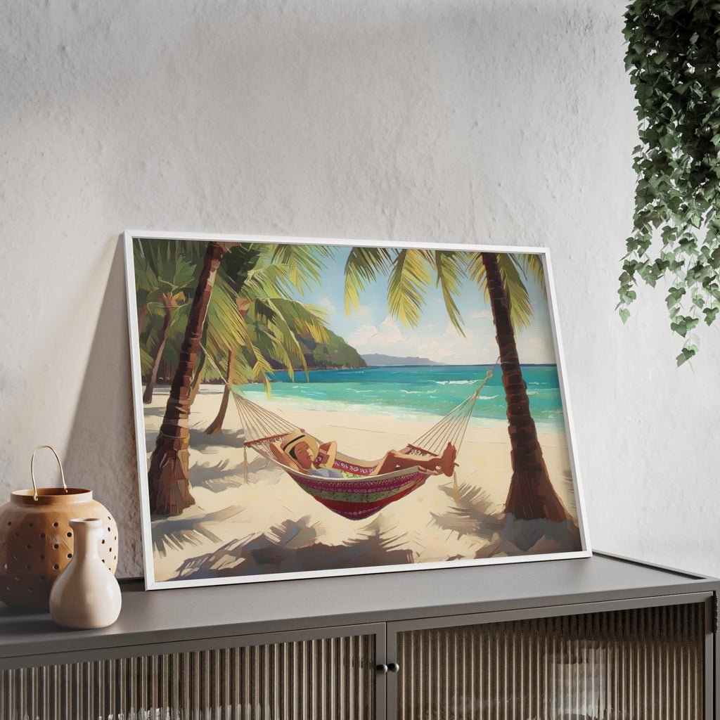 Tropical Beach Hammock Framed Poster