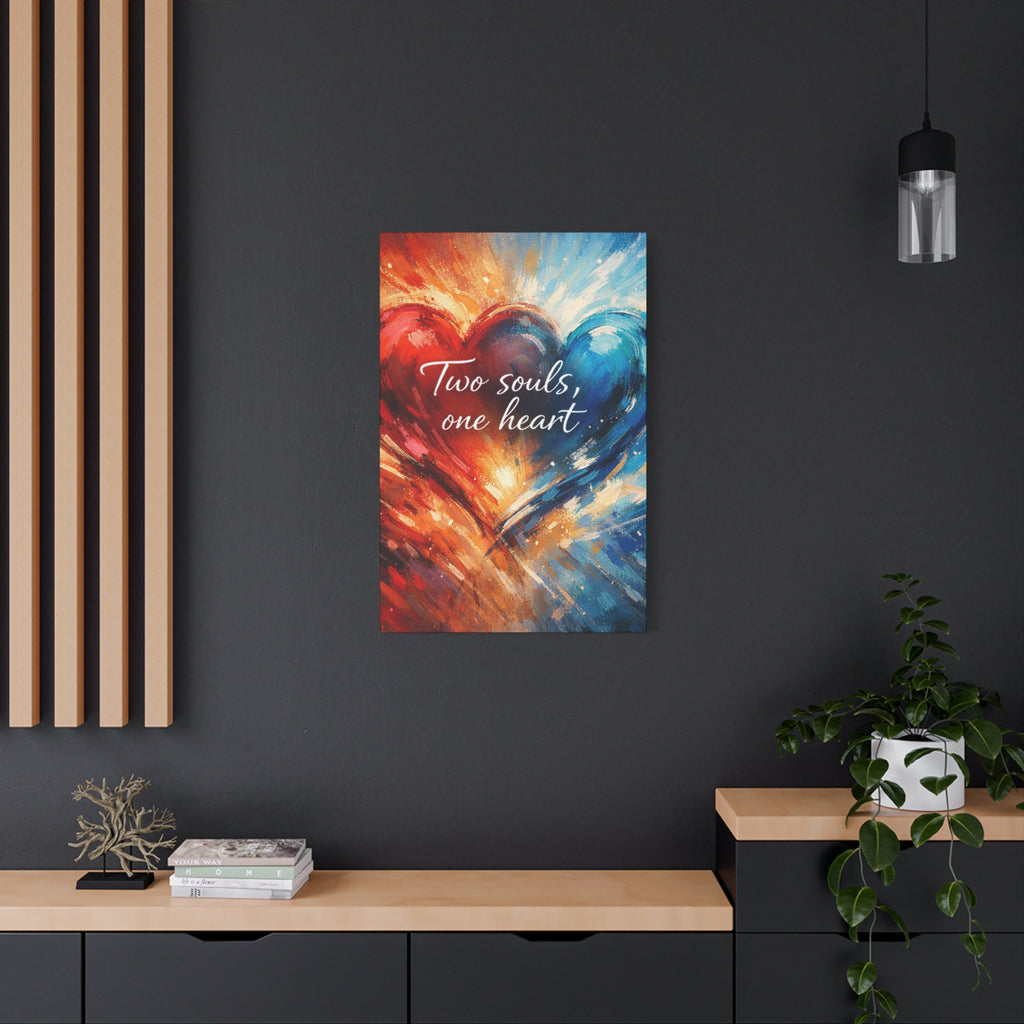 Two Souls One Heart Intertwined Heart Matte Canvas