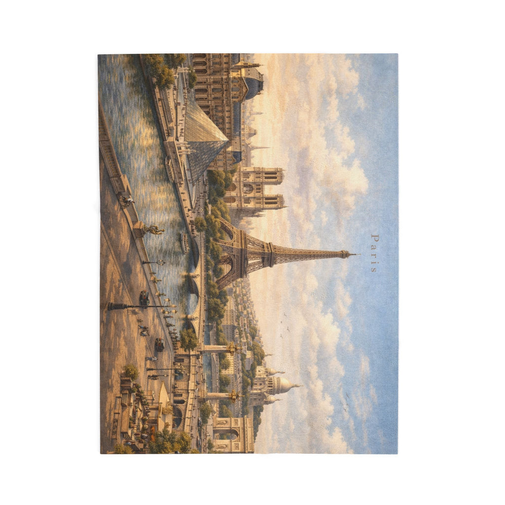 Paris Skyline Velveteen Plush Blanket