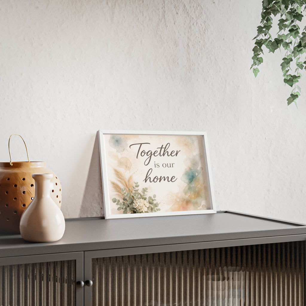 Together Is Our Home Framed Poster Cozy Watercolor Floral Wall Art