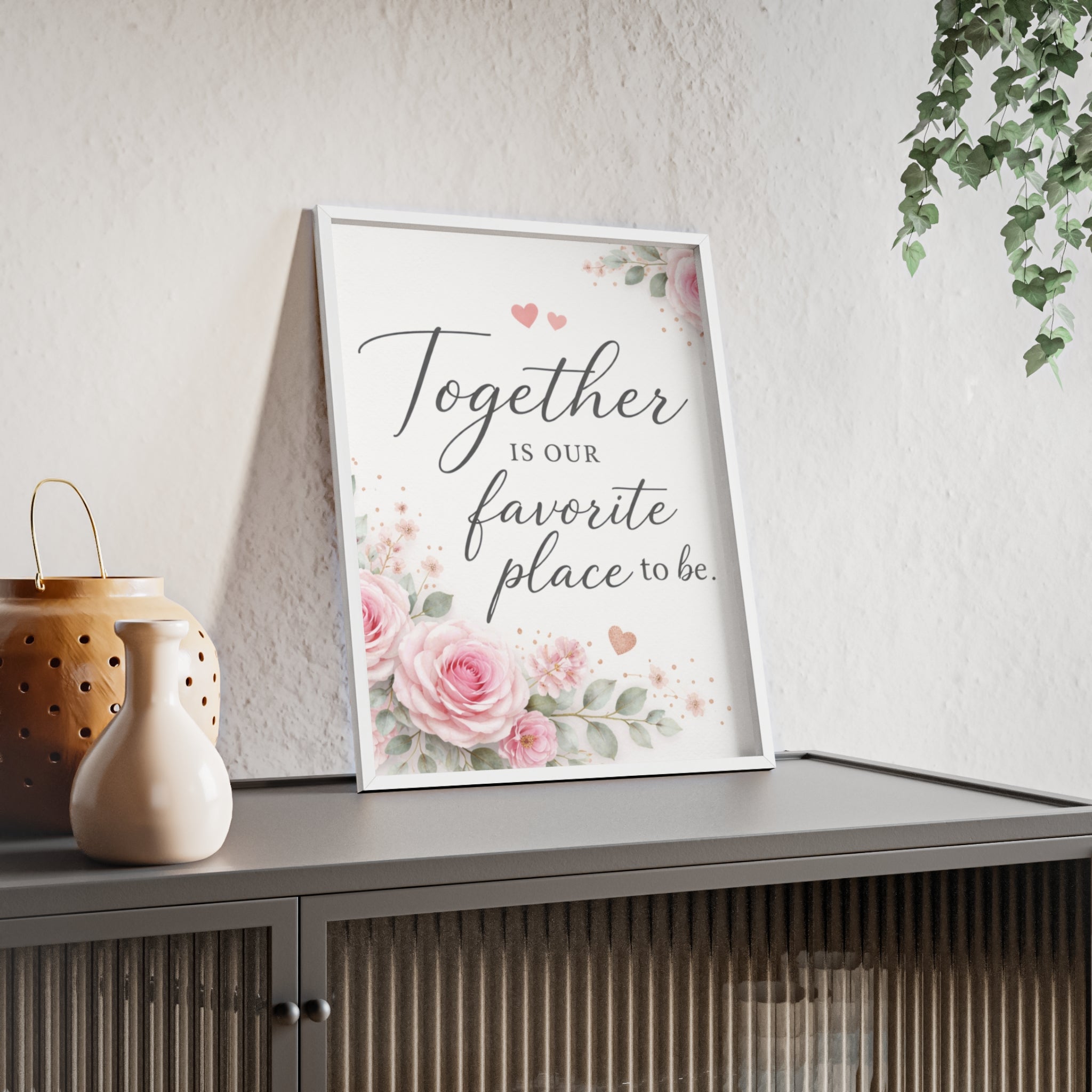 Together Is Our Favorite Place To Be Framed Floral Wall Art