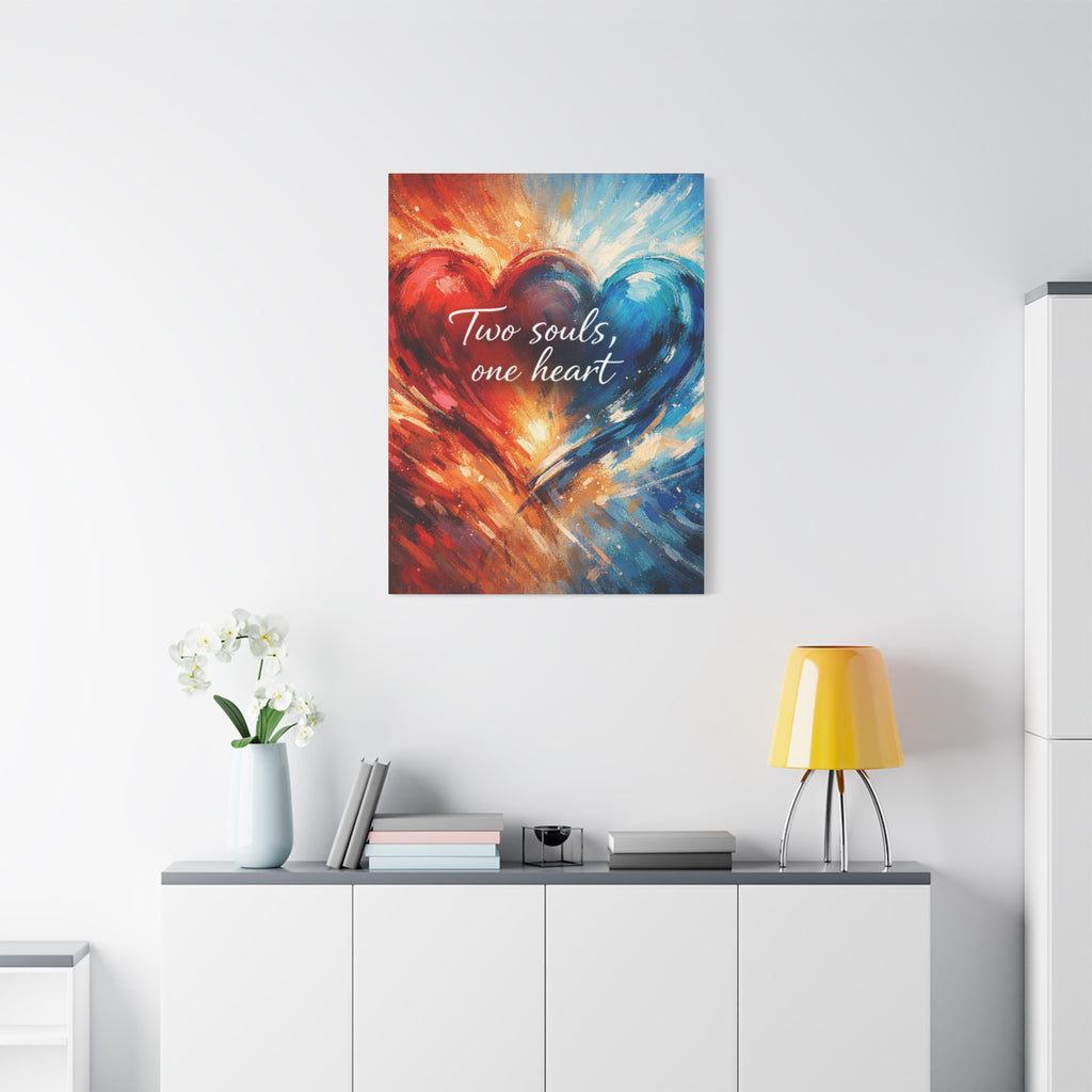 Two Souls One Heart Intertwined Heart Matte Canvas