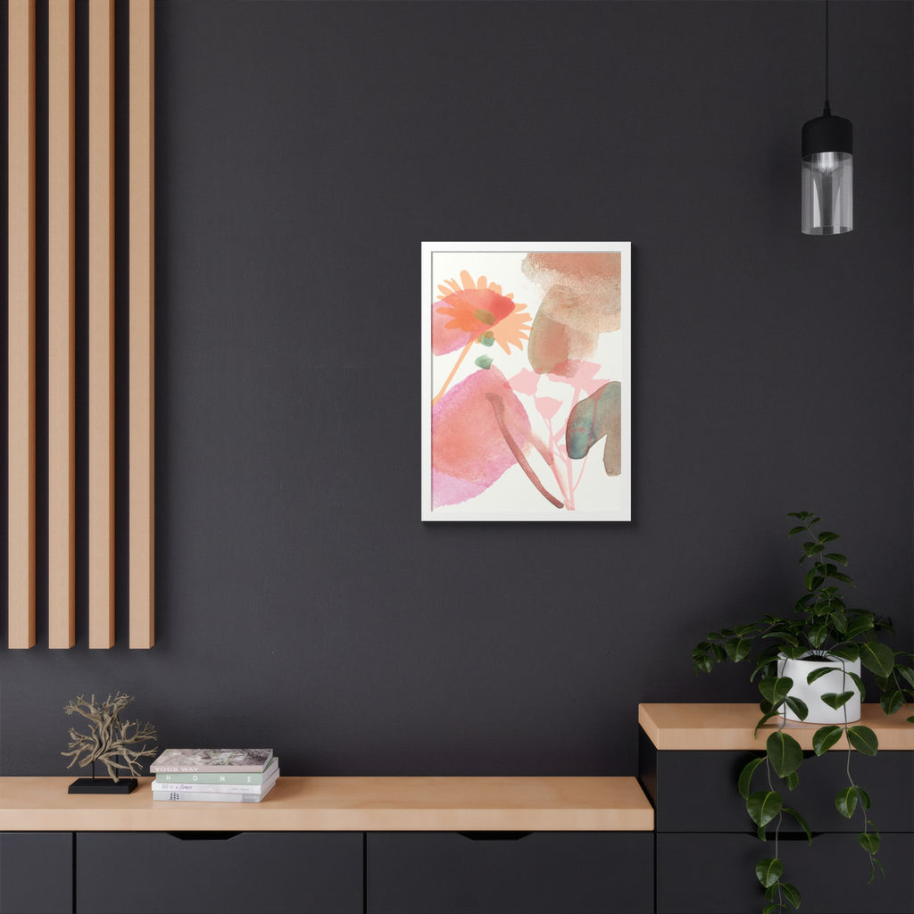 Multi-Color Abstract & Floral Design Framed Poster