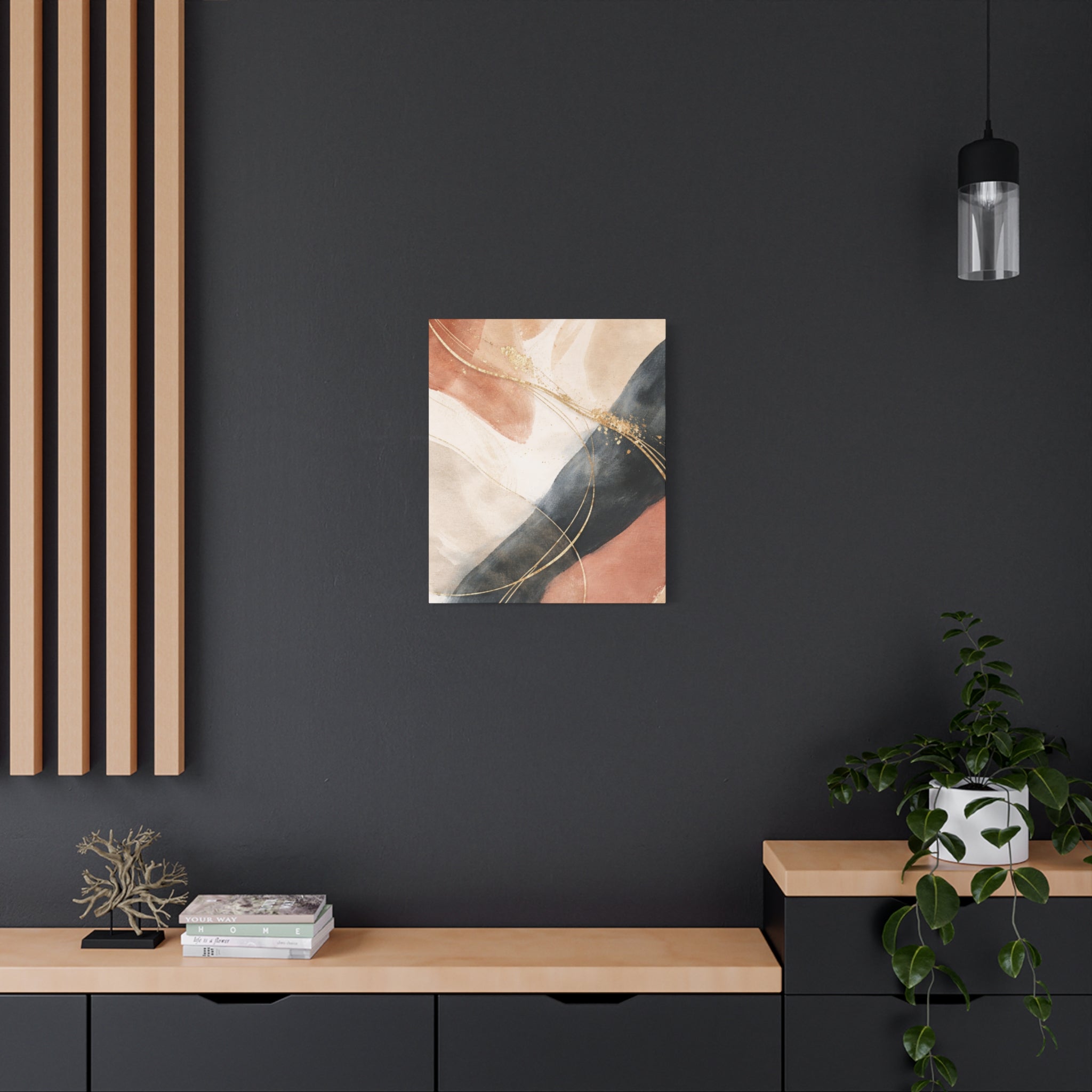 Abstract Blush & Gold Matte Canvas Print