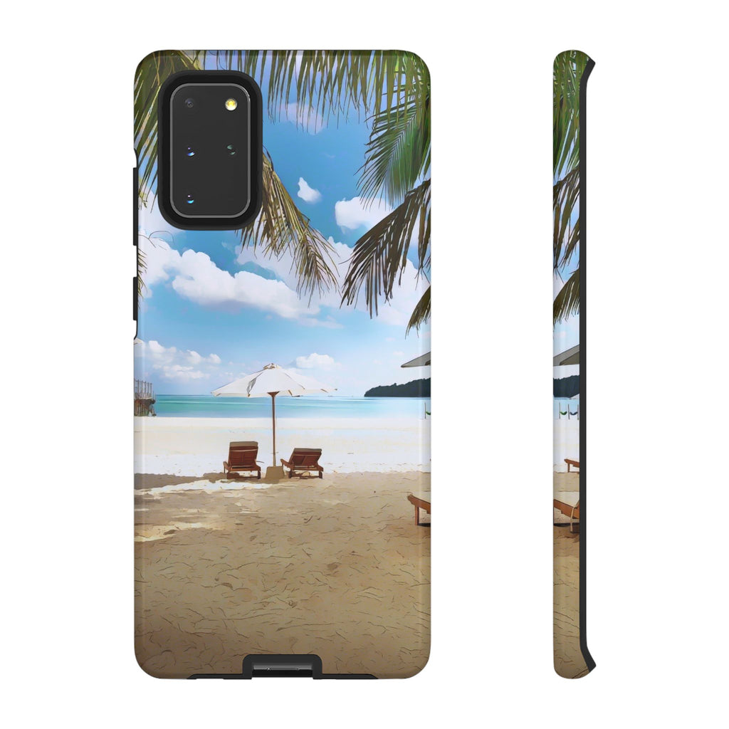 Beach Paradise Tropical Palm Beach Scene Tough Phone Case