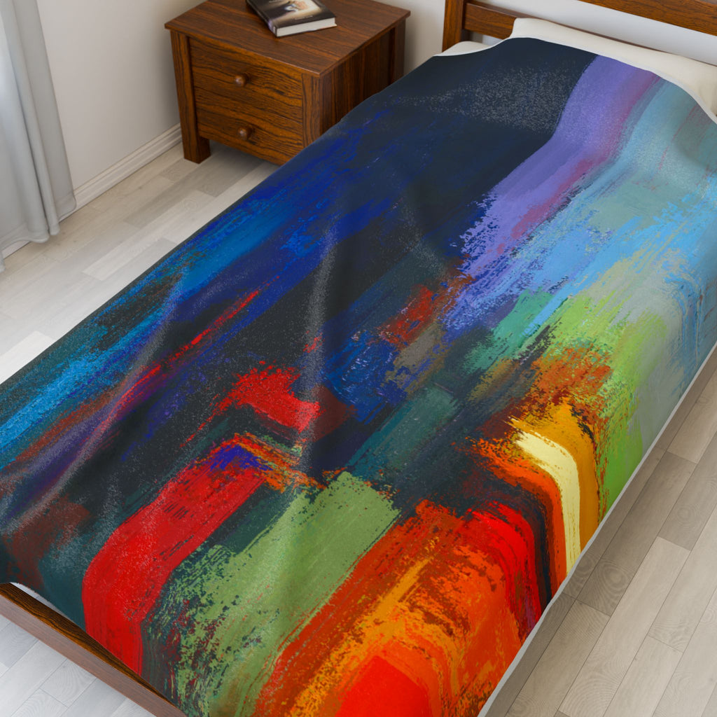 Multicolored Abstract Art Velveteen Plush Blanket