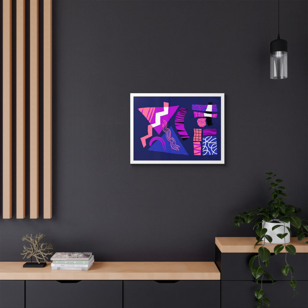 Abstract Geometric Framed Poster — Pink & Purple Modern Wall Art
