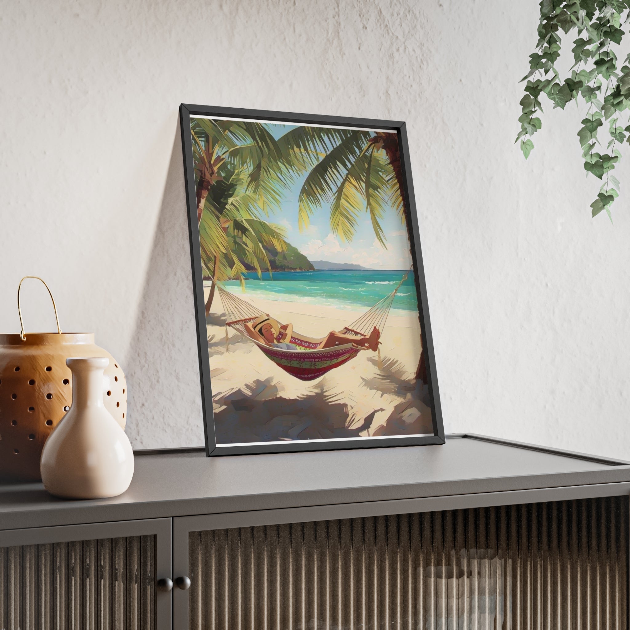 Tropical Beach Hammock Framed Poster