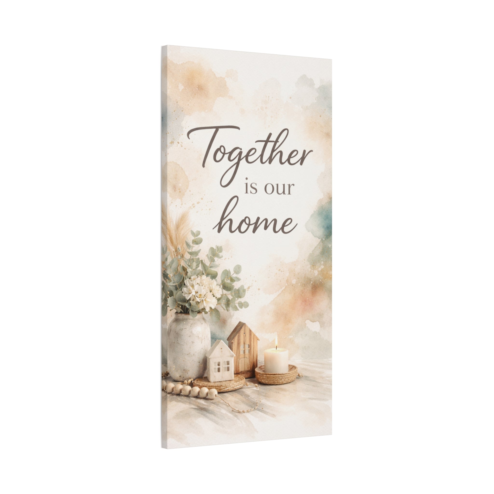 Together Is Our Home Floral Inspirational Decor Canvas Wall Art