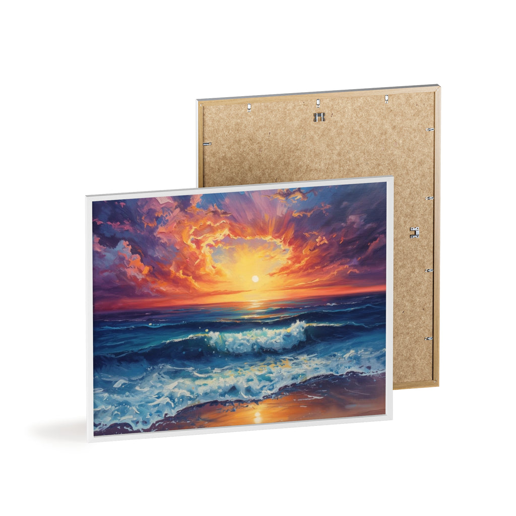 Sunset Ocean Vibrant Seascape Framed Poster
