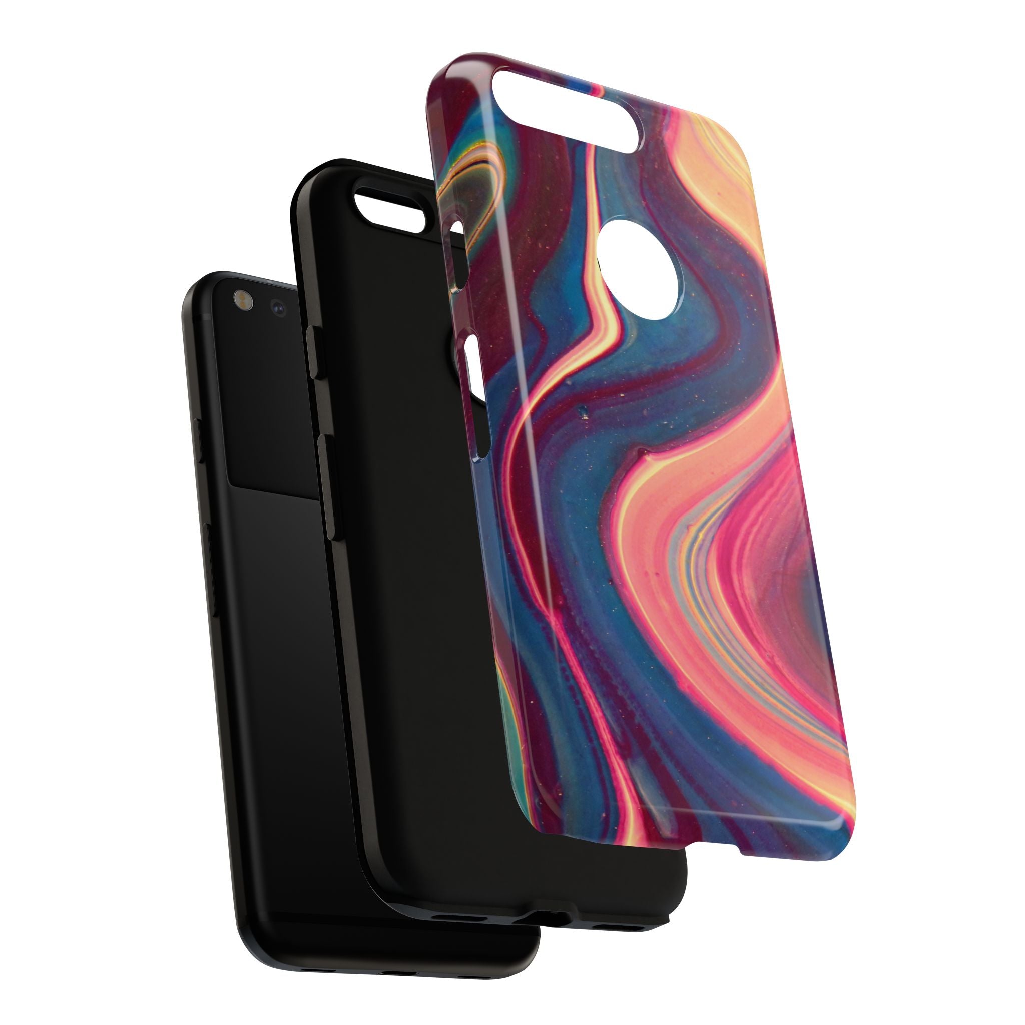Colorful Wavy Marble Swirl Protective Phone Case