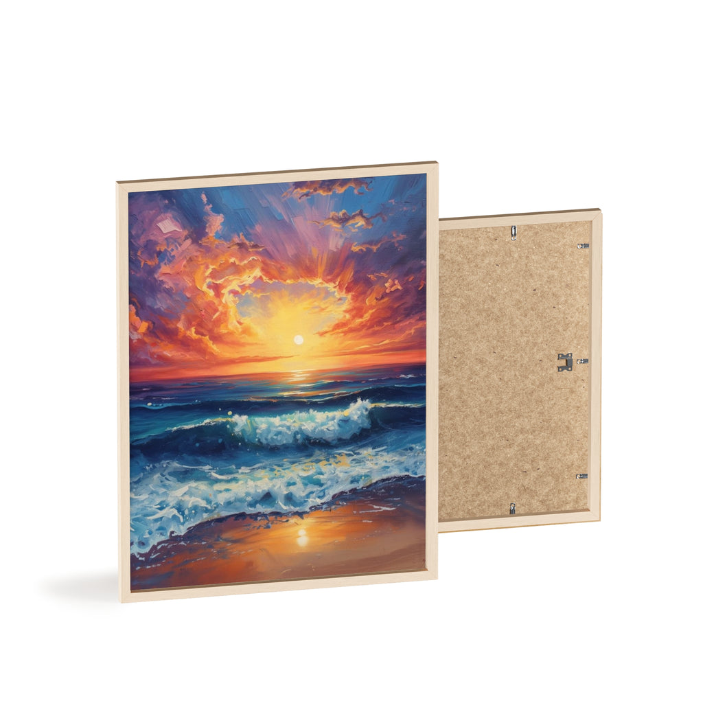 Sunset Ocean Vibrant Seascape Framed Poster