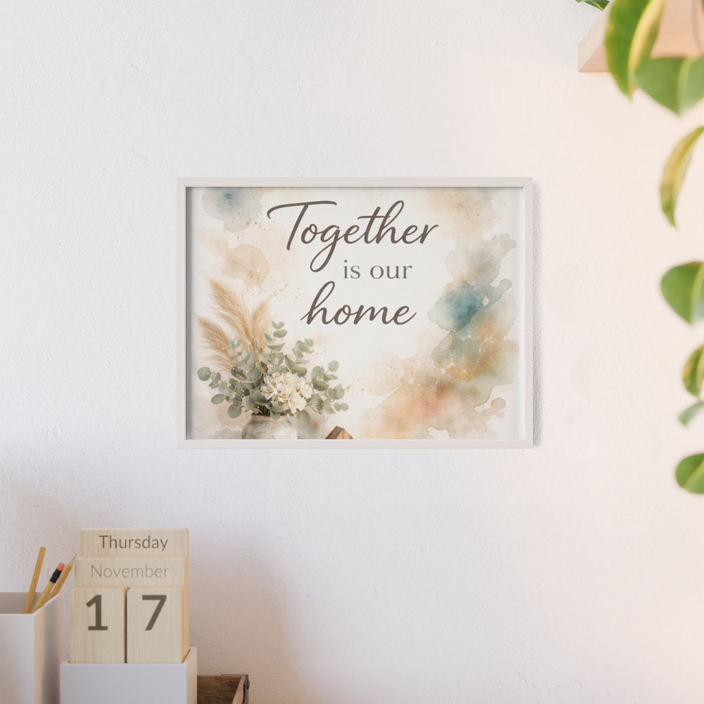 Together Is Our Home Framed Poster Cozy Watercolor Floral Wall Art
