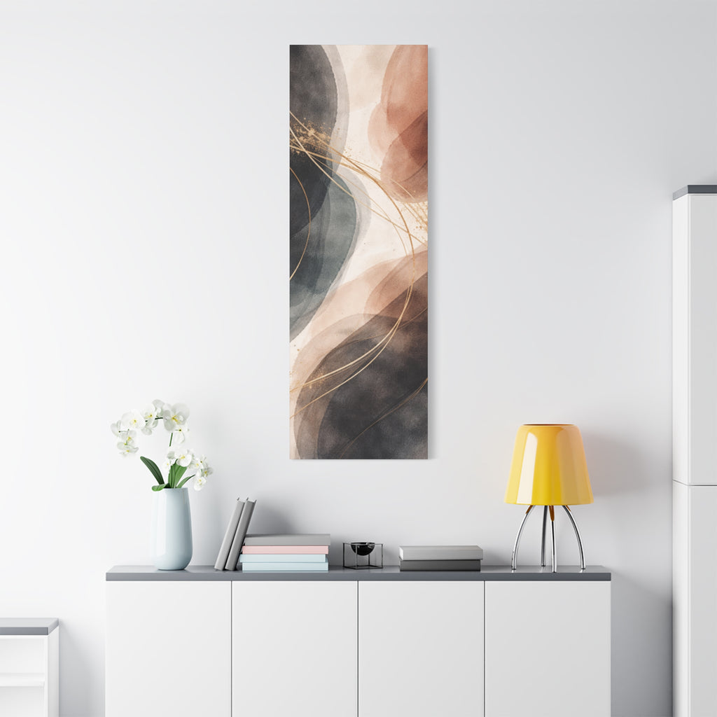 Abstract Earth Tones Matte Canvas Wall Art Modern Gold Line Accent