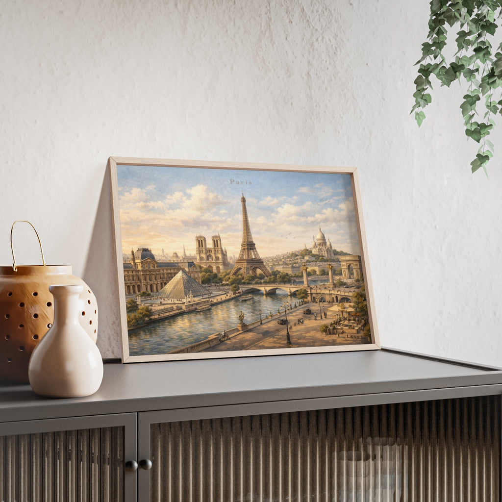 Paris Eiffel Tower Wood Framed Poster